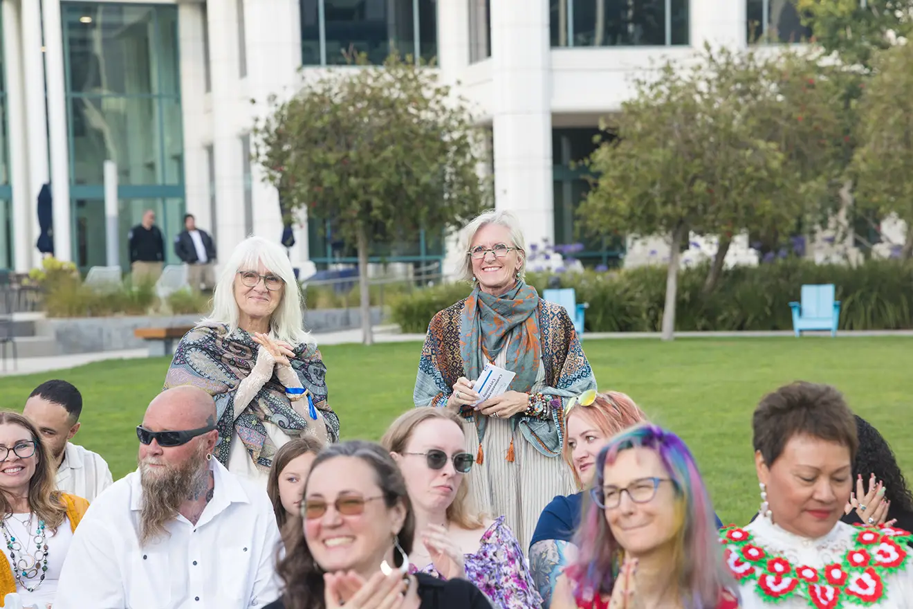 Kris Harrington connecting with fellow students at Meridian University's Transformative Learning Lab