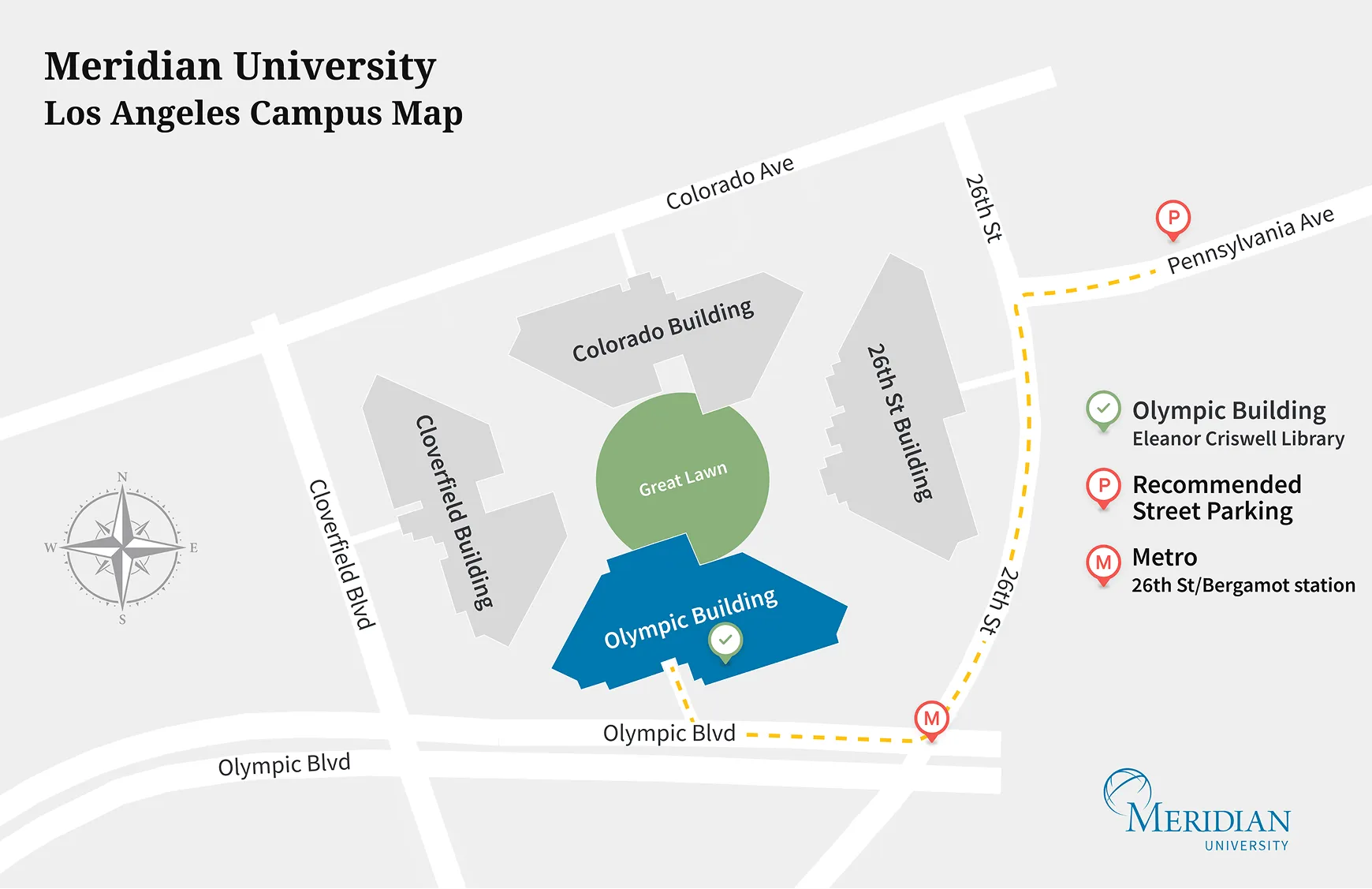 map of the eleanor criswell library at meridian university