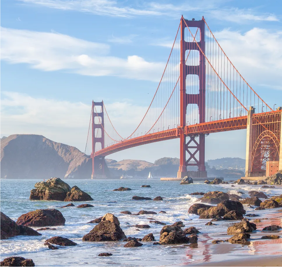 golden state bridge in the sunlight